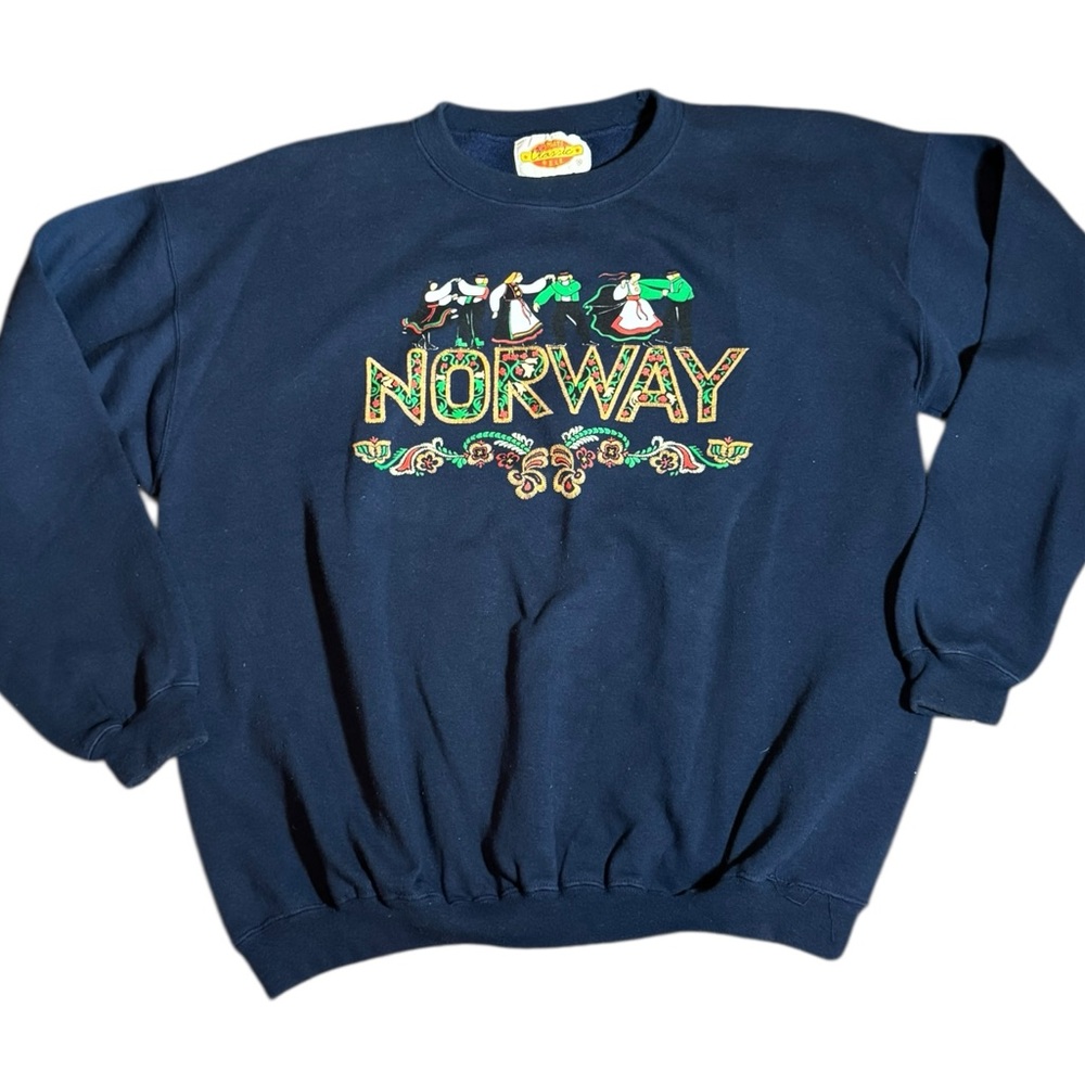 Sports Classic Wear Norway Crew Neck Women's Navy Blue Pullover Sweatshirt